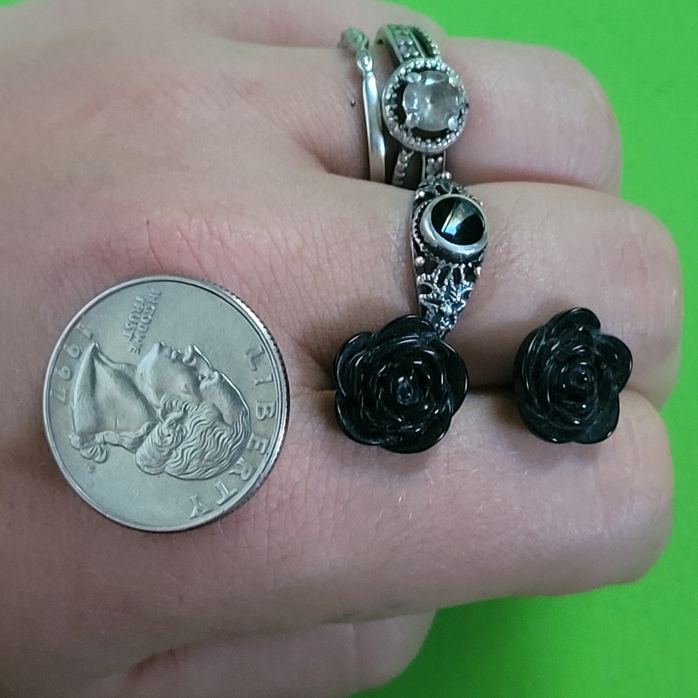 Black rose stud earrings romantic goth grunge whimsigoth vampy vampire witchy